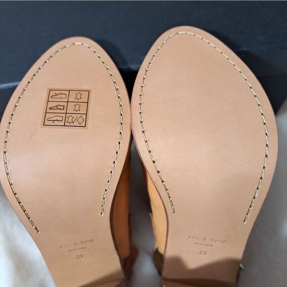 NIB Rag & Bone Wyatt Leather Sling Back Sandals In Sand - Picture 11 of 16